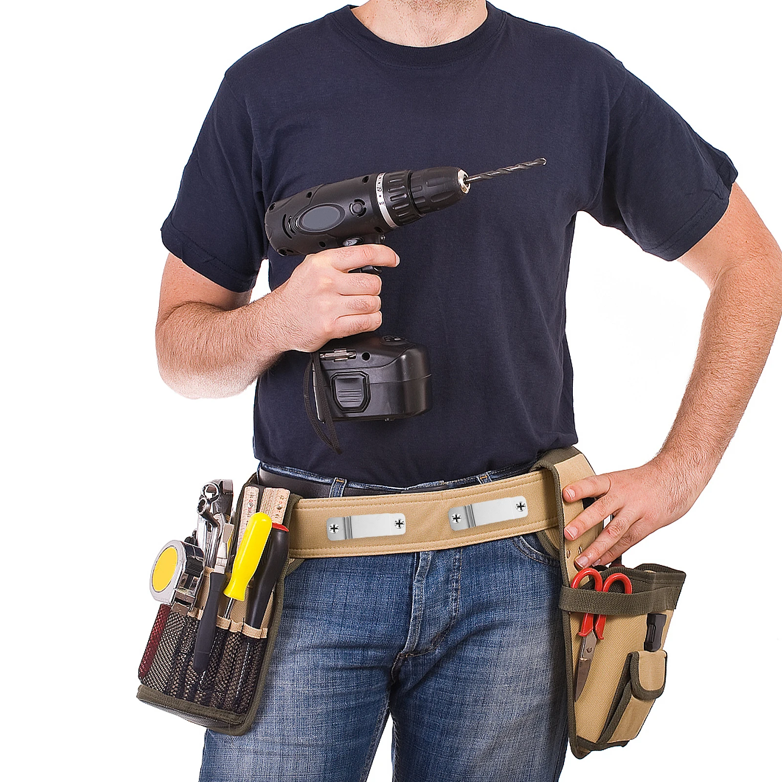 

Tape Measure Holder for Tool Belt 10pcs Strong Metal Clip Measuring Tape Holder Clip on Pants Wall Mountable Workwear Accessory