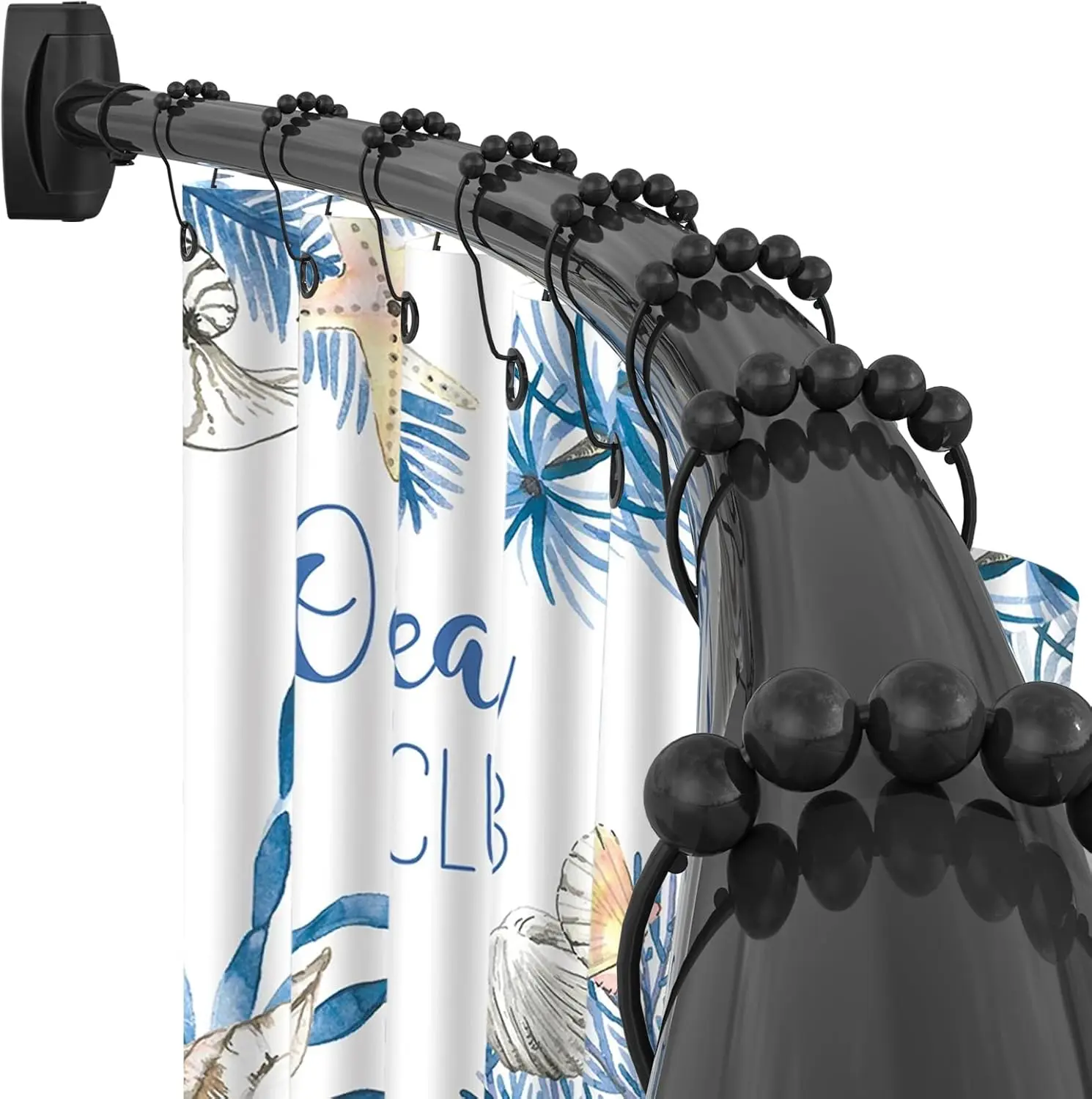 

Curved Shower Curtain Rod 35-82In Adjustable Arched Rustproof Matte Black for Bathroom Bathtub Extra Space