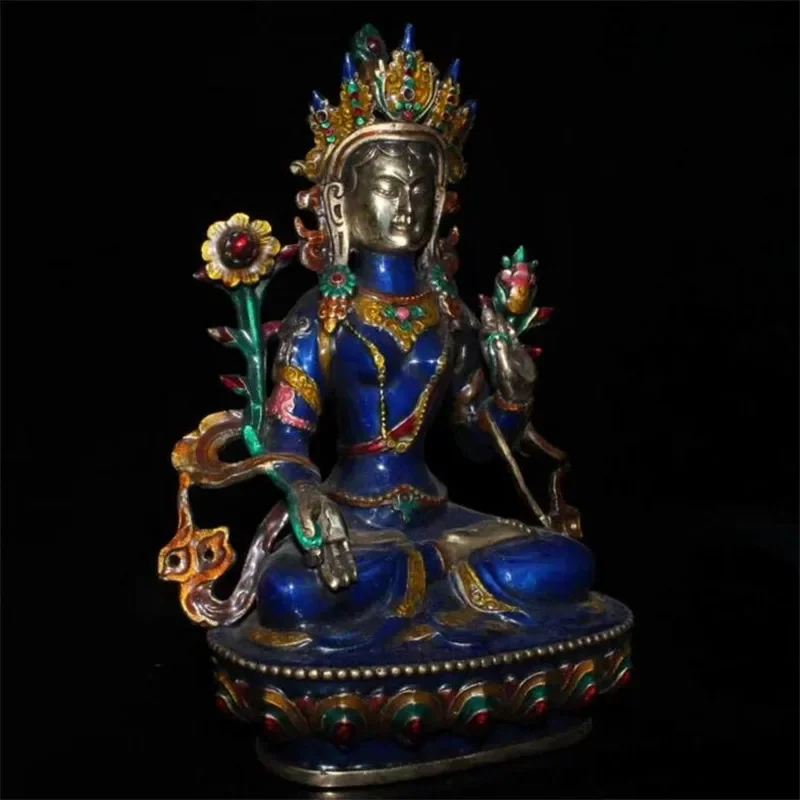 Copper statue Collection Chinese Hand-made White Tara Buddha Statue Guanyin Bodhisattva Statue Exquisite Gift Fengshui Home D