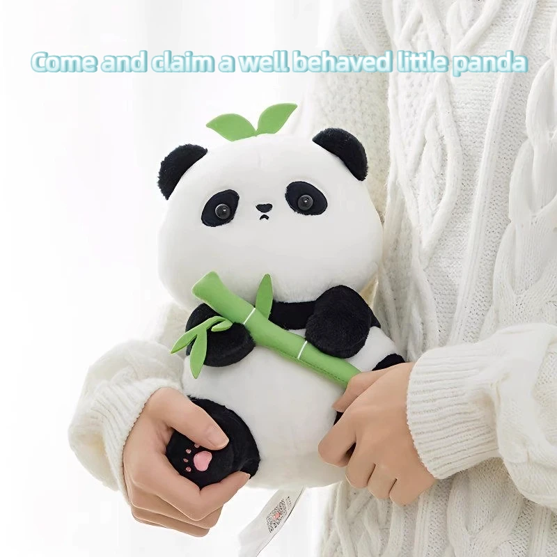 Miniso sentado bambu panda série boneca macia dos desenhos animados bonito animal boneca travesseiro feminino ornamento de mesa caixa de presente misteriosa genuíno
