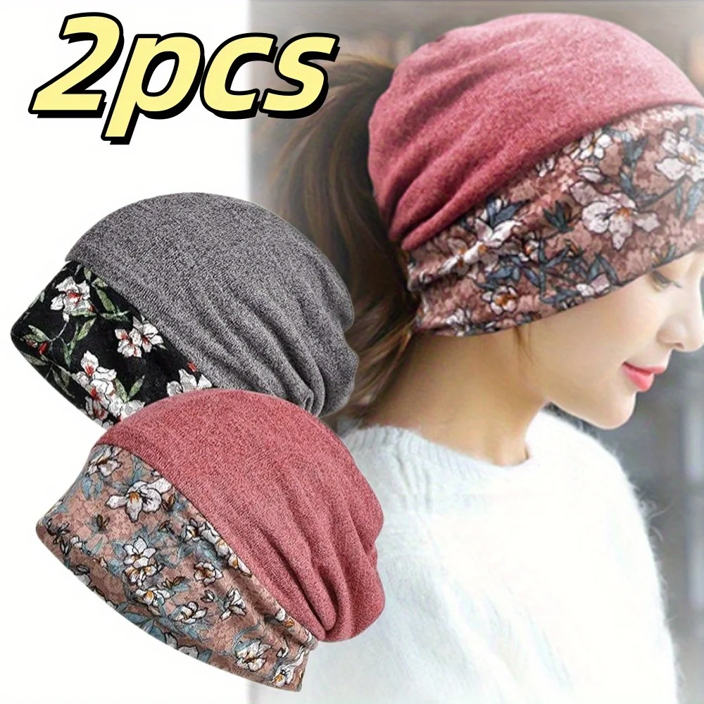 2 Pieces of Women's Loose Casual Hijab Hats, Fashionable Neck Warmer Hats for Daily Life, Suitable for Ramadan
