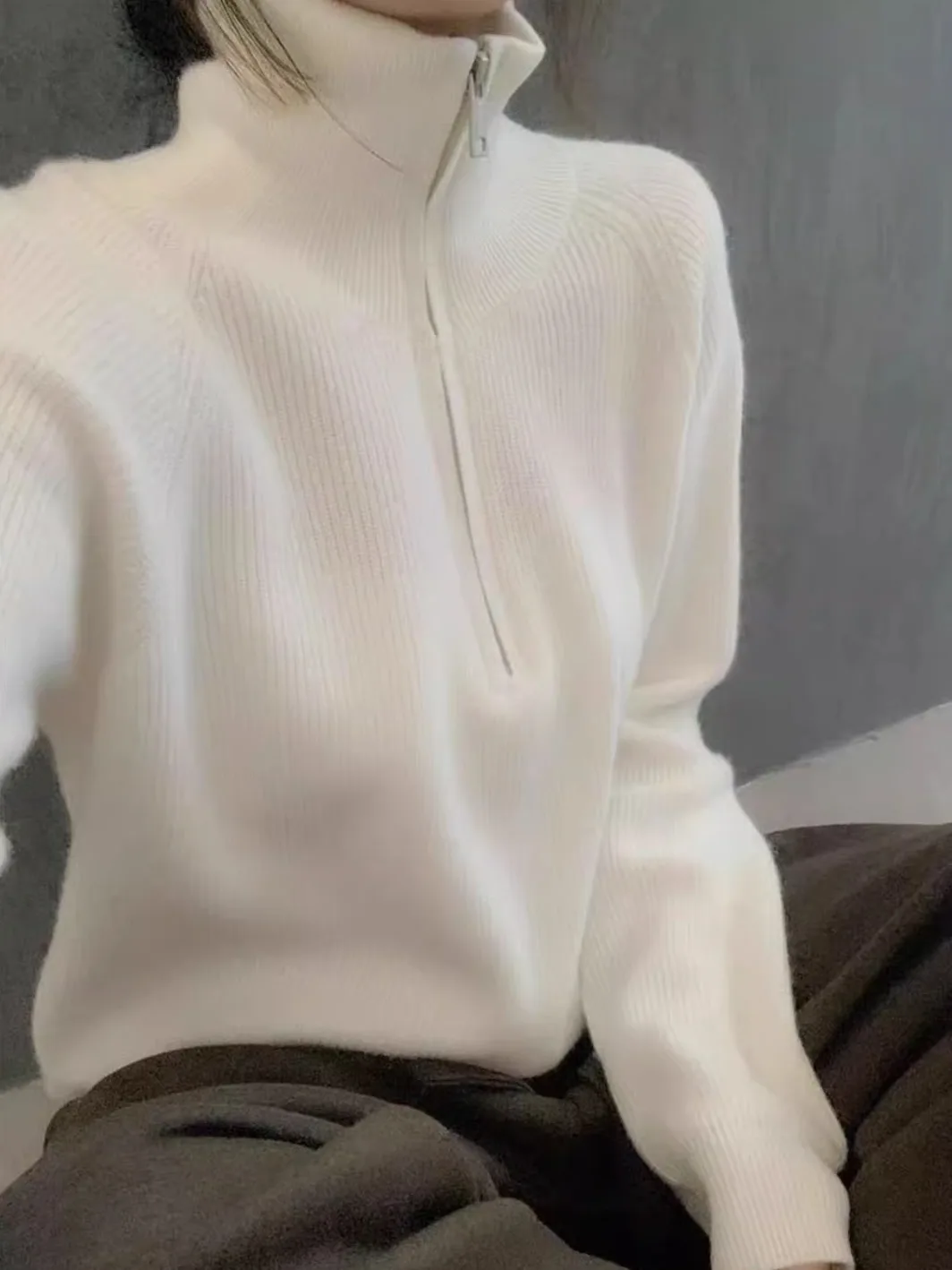 

Women's High Collar Sweater Base Layer Shirt Half Zip Thick Soft Cozy Winter Outerwear Inner Wear Autumn Winter Warm