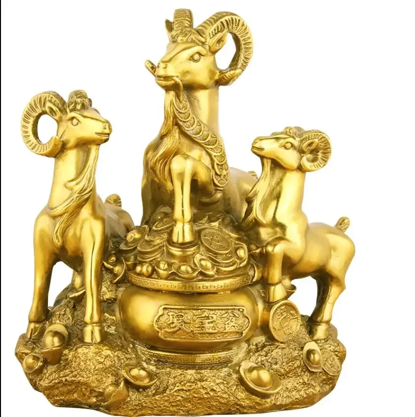 Pure copper Sanyang Kaitai ornaments Sanyang Kaitai craft gifts copper sheep Feng Shui Zhaocai home furnishings