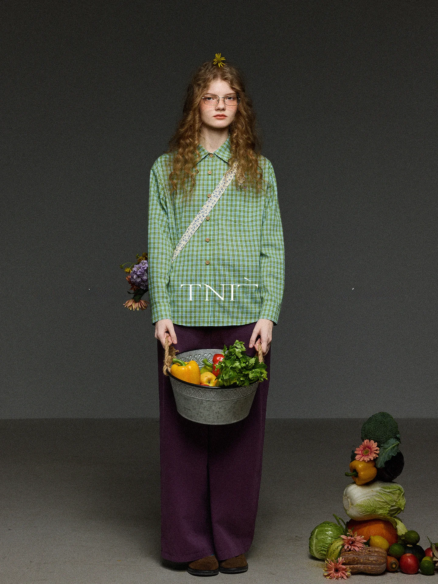 

TNIT Retro Embroidered Plaid Long Sleeve Shirt Women's Loose Casual Collar Spring Layering Shirt Comfortable Breathable