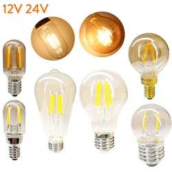 Vintage Retro COB LED Filament Edison Screw Light Bulb 12V 24V 1W 6W E27 E14 E12 T22 G40 A60 ST58 Ampoule Tungsten Decor Lamp