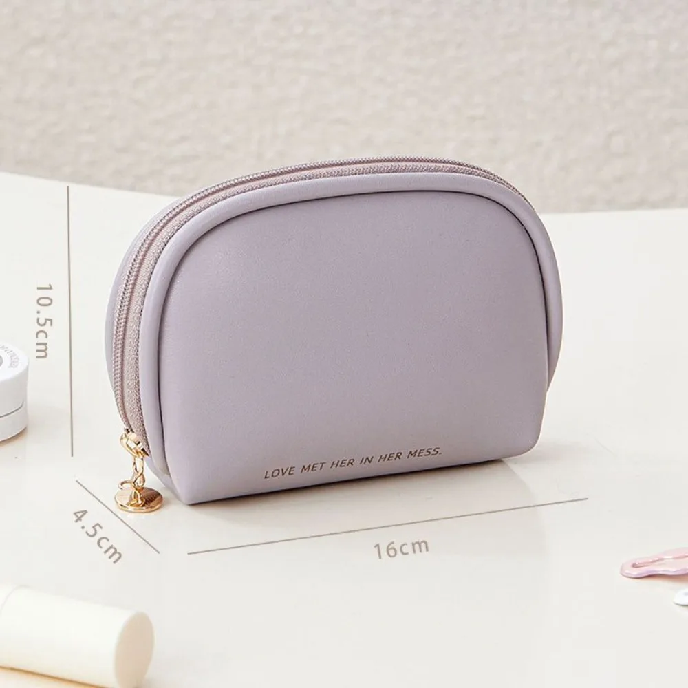 

Модная портативная косметичка из искусственной кожи, однотонная косметичка в форме ракушки, водонепроницаемая косметичка для хранения косметики и туалетных принадлежностей