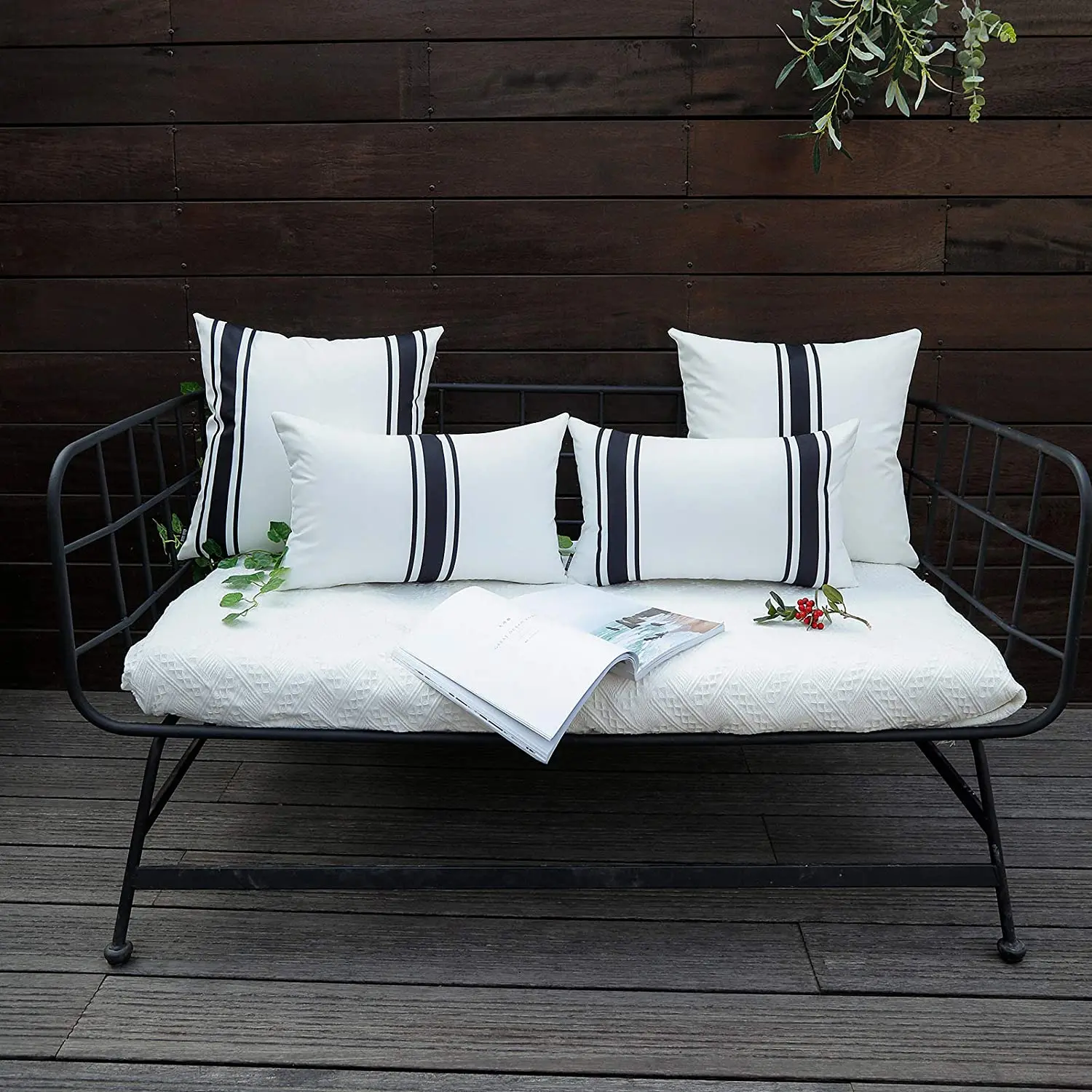 

2-Piece Outdoor Waterproof Pillowcase 30x50/45X45cm Sstriped Printed Beach Garden Cushion Cover For Home Decoration