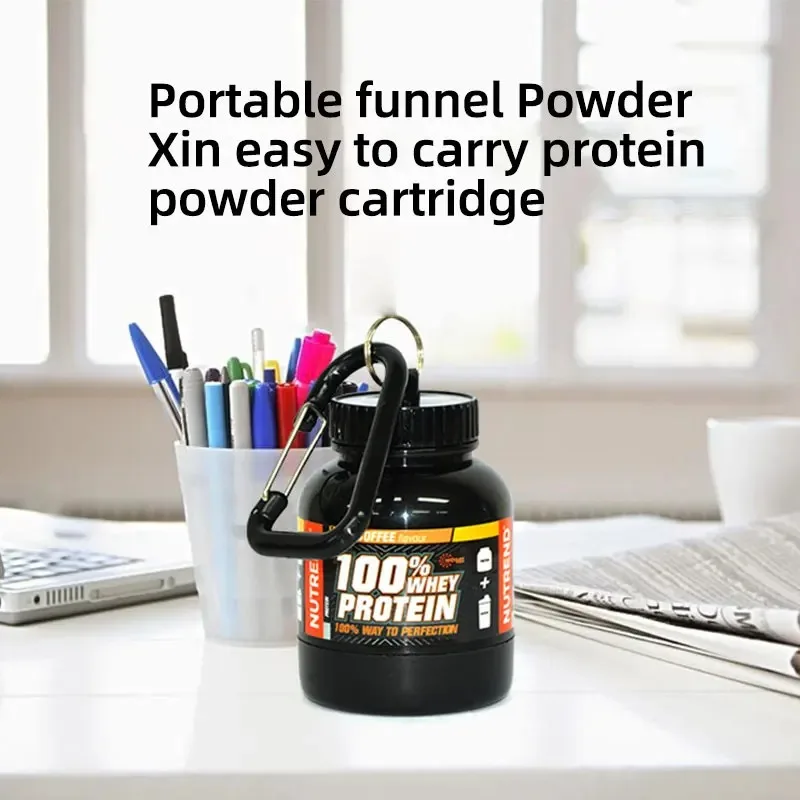 Protein Powder Funnel, Portable Carabiner-Sized Powder Pot, Small Portable Bottle for Sports and Fitness Supplements