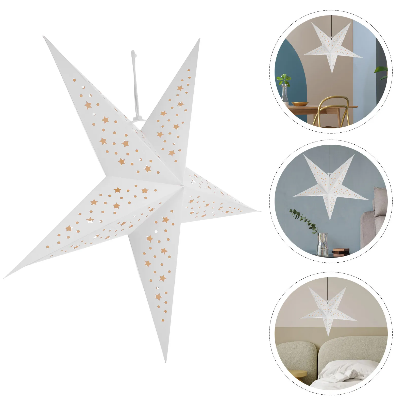 Star Shaped Paper Lampshade Lamp Cover Dustproof Chandelier Cover for Bedroom Living Room Warm Light Shade Star Shaped Lampshade
