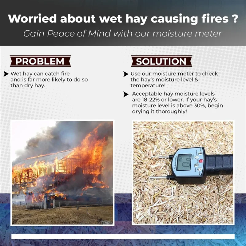 

HHO-Digital Hay Moisture Tester With Probe: Accurate Monitoring For Optimal Hay Condition