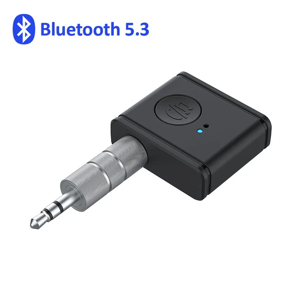 Bluetooth 5.3 보조 수신기 무선 차량용 Bluetooth 어댑터 3.5mm ~ 3.5mm 잭 음악 마이크 차량용 스피커 핸즈프리 어댑터