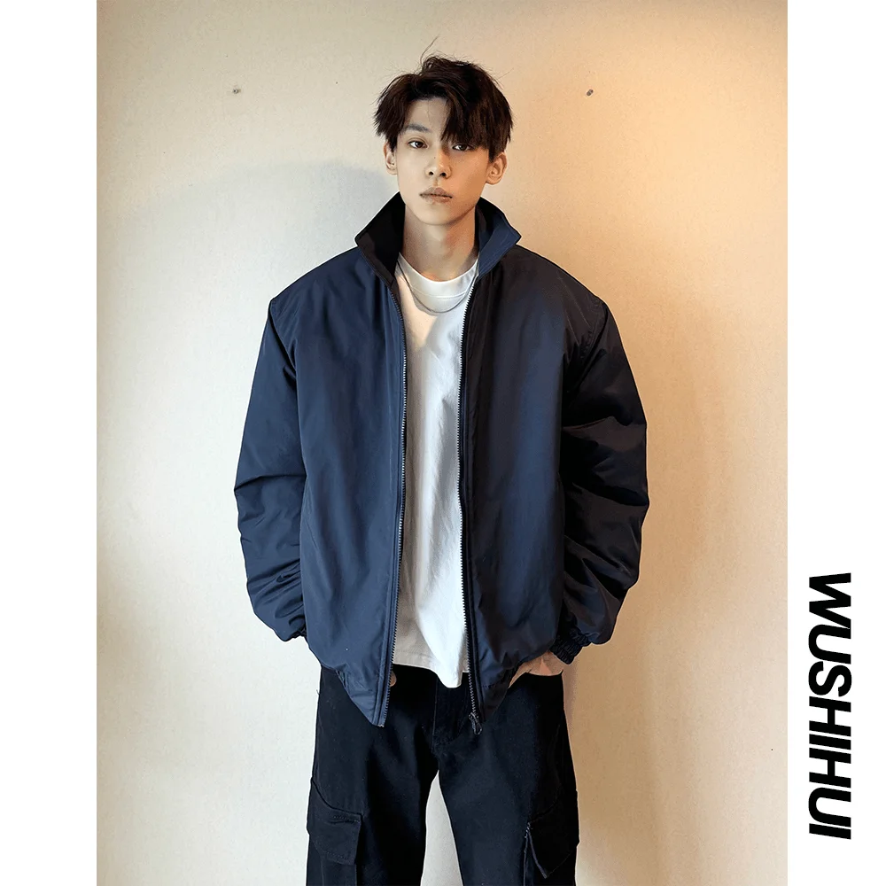 

Cleanfit American Sle Flight Jaet k Blue Cotton Coat for Men ort Thi Warm Cotton Outerwear Winter Casual Wear