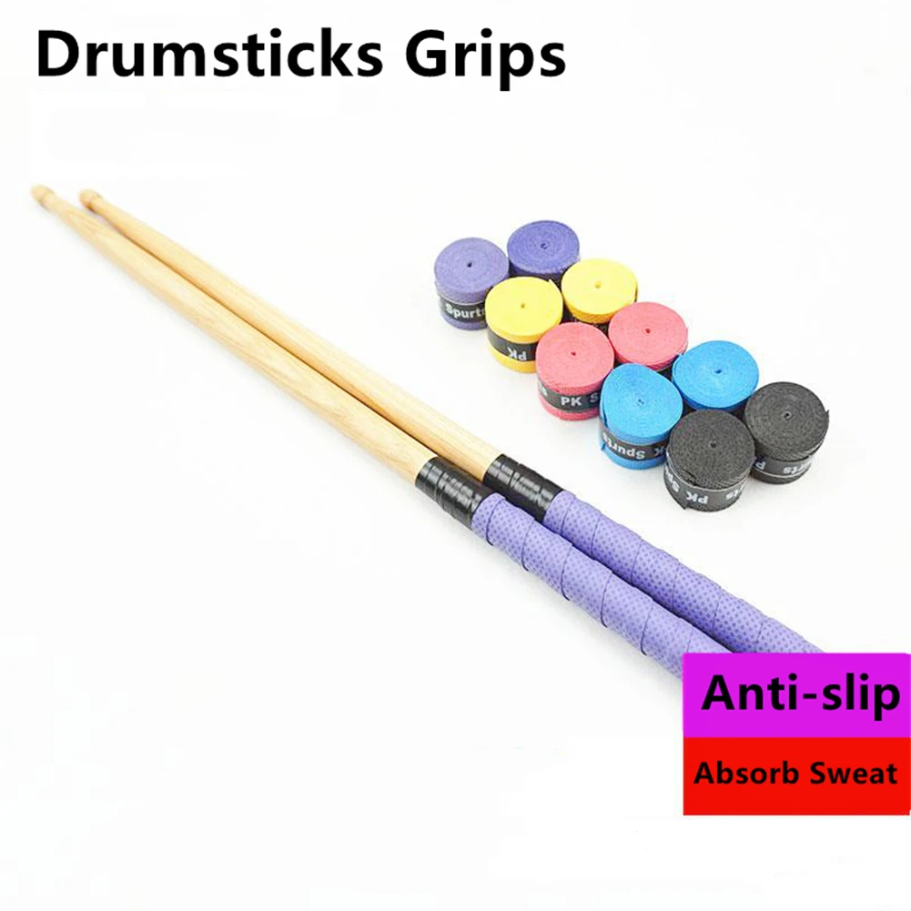 2 Roll Drum Sticks Grips Anti-slip Absorb Sweat Wrap Tape For 7A 5A 5B 7B Drumstick Hot Sale For Drummer Band Also Fishing Rods