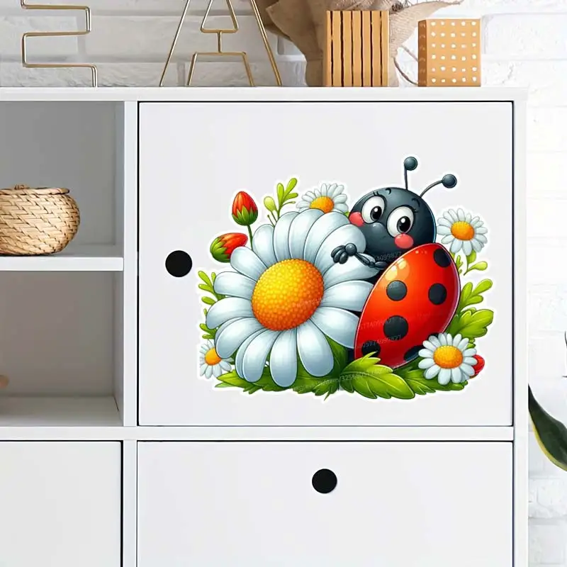 Cute Ladybug Wall Sticker Kids Room Decor Bathroom Toilet Living Room Decor Cabinet  Refrigerator Home Decals M994