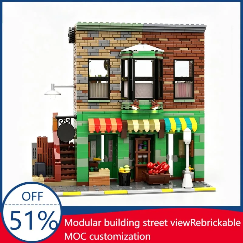 1417PCS Zola's Gruesome Groceries Modular City Building MOC Model Custom Blocks DIY Educational Toy For Zombie Fans Display Gift
