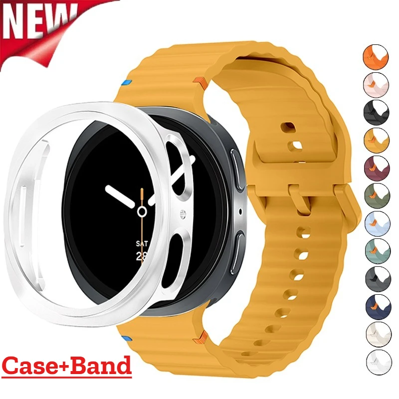 Hülle+Armband für Samsung Galaxy Watch 9 40 44mm PC Hohlraum-Schutzabdeckung Silikonarmband für Galaxy Watch8 40 44mm Zubehör