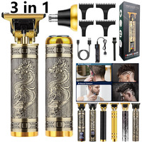 Hot Sale 3 in 1 Professional Wireless Barber Men's Beard Barbershop Nose Ear Hair Cutting Shaving Finishing Removal Machine