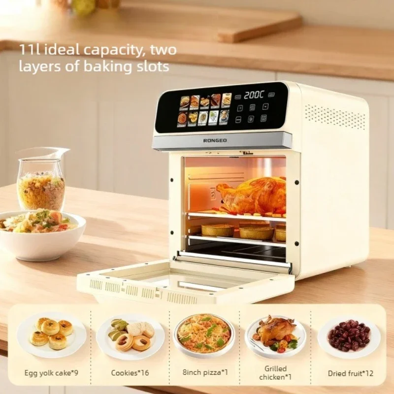 FirmHome StoreStainless Steel Air Fryer Oven Combo 10L Visual Window Precise Temp Control Oil Free Kitchen Appliance Oven With L