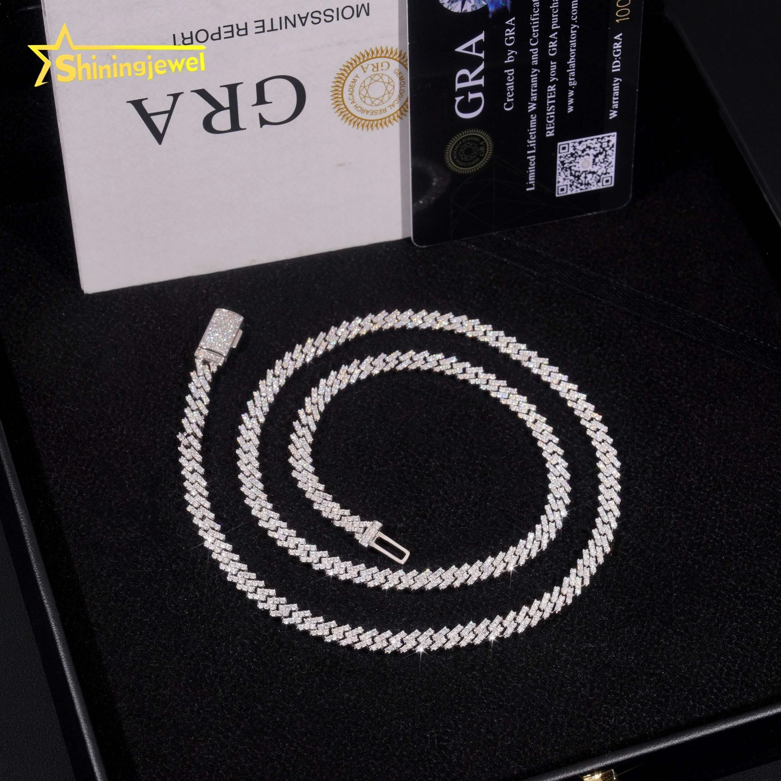 Iced OutJewelry One Row Hip Hop Thin Two Tone 5mm Width Pass Diamond Tester 925 Sliver Moissanite Cuban Link Chain...