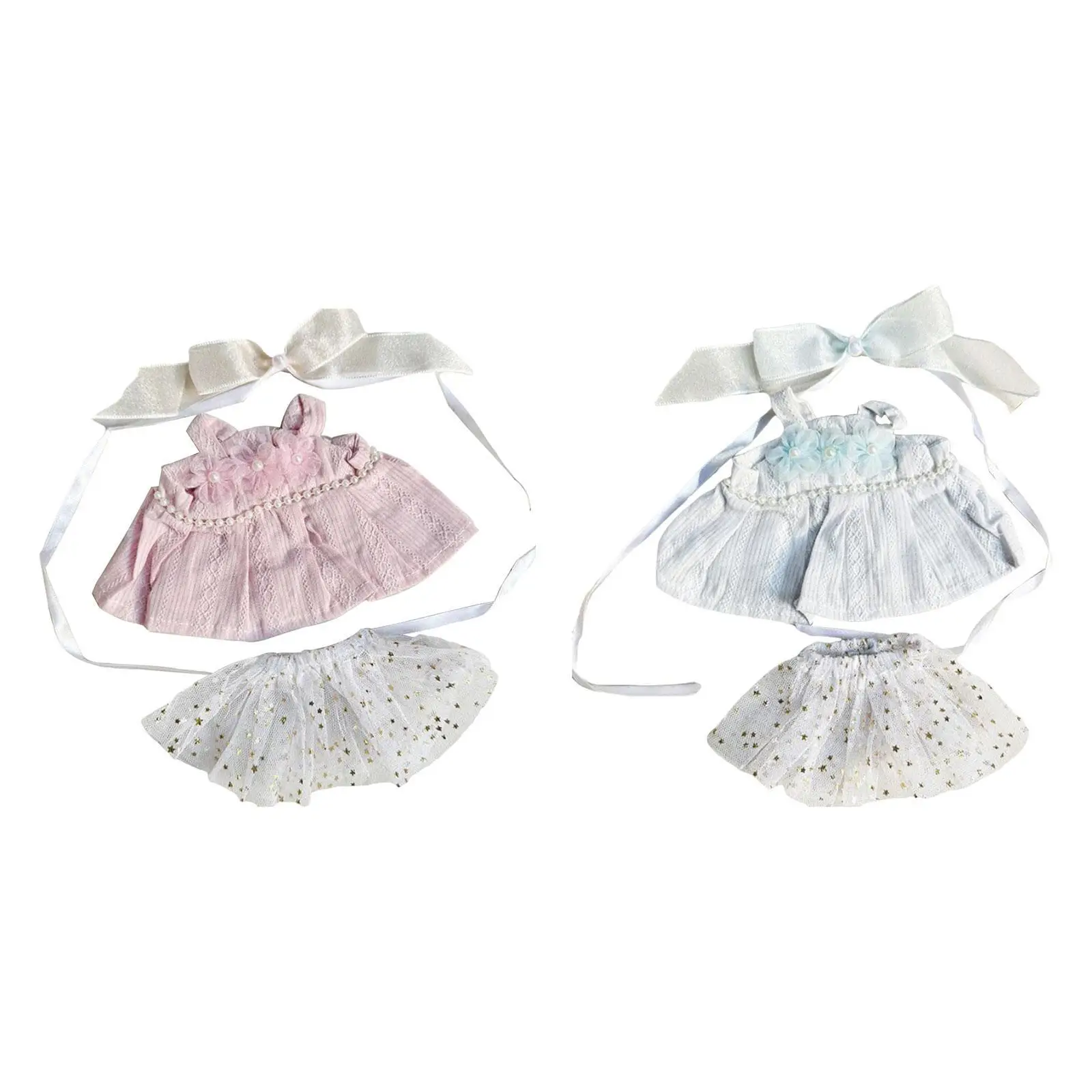 

Plush Figure Vest Dress Photo Props Pretend Play DIY Clothing Short Skirt Make Your Own Dolls with Hair Accessory for 20cm Dolls