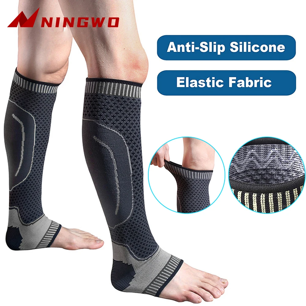 Compression Calf Sleeve Sports Ankle Brace Breathable High Elastic Calf Support Calf Socks for Running Cycling Basketball