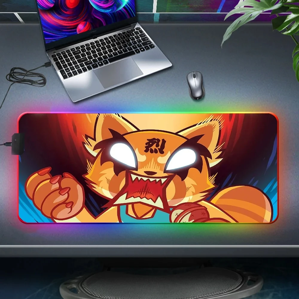 

900x400mm RGB Mouse Pad A-Aggretsukos Gaming Laptops Rubber Mat Mausepad Non-slip Deskmat LED Backlight Mats Keyboard Pc Cabinet