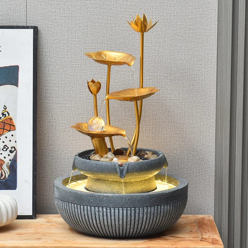 European light luxury flowing water ornament rockery water feature living room TV cabinet near the front desk circulating
