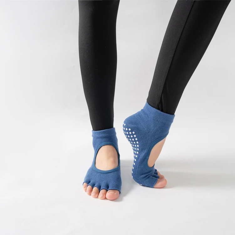 Frauen rücken freie Fünf-Zehen-Yoga-Socken rutsch feste Baumwolle Damen tanzen Balletts ocken öffnen halb atmungsaktive Fitness-Sports ocke für Pilates – Detail 2