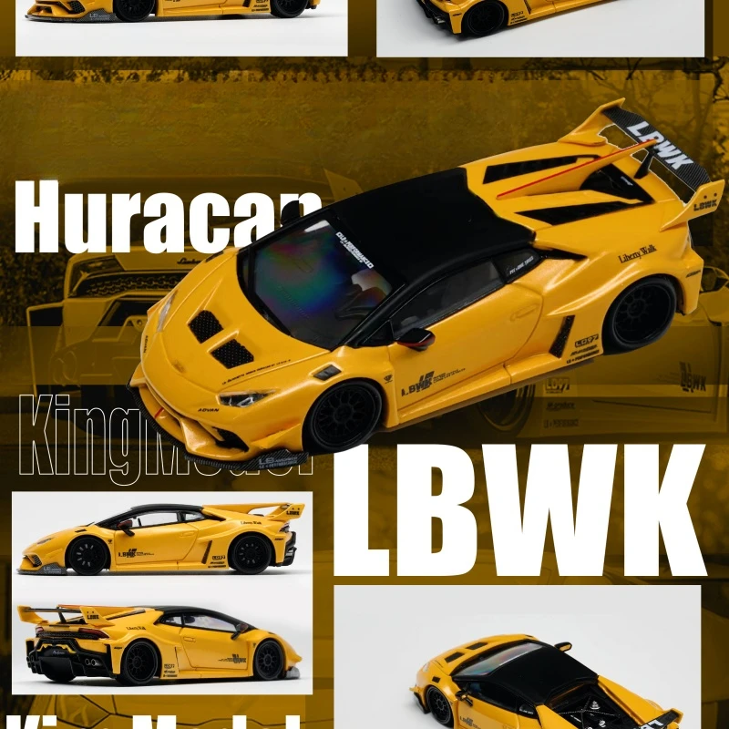 **Preorder** Kingmodel 1:64 LBWK Huracan Wide body modification Yellow/ White Diecast Model Car