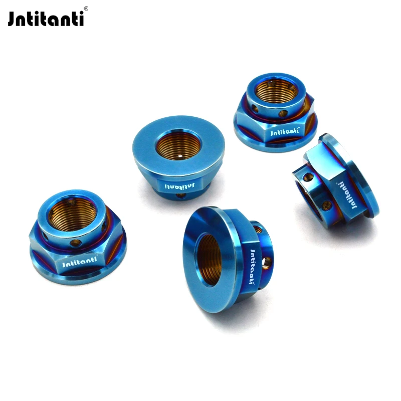 Jntitanti  Gr.5 Titanium Automobile Vehicle Car Driving Axle Locking Nut Hex Flange Nut Axle Hub Peen Crown Nut M24x1.5