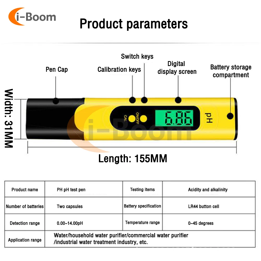 PH Meter Pen Tester Water Quality TDS EC Tester LCD Digital Display 0.01 High Precision 0-14PH Measurement Home/Aquarium/Pool