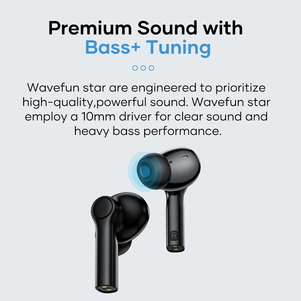 Wavefun 스타 블루투스 무선 헤드폰, 음악 게임 듀얼 모드 이어폰, ENC 알고리즘 무선 이어버드, V5.3