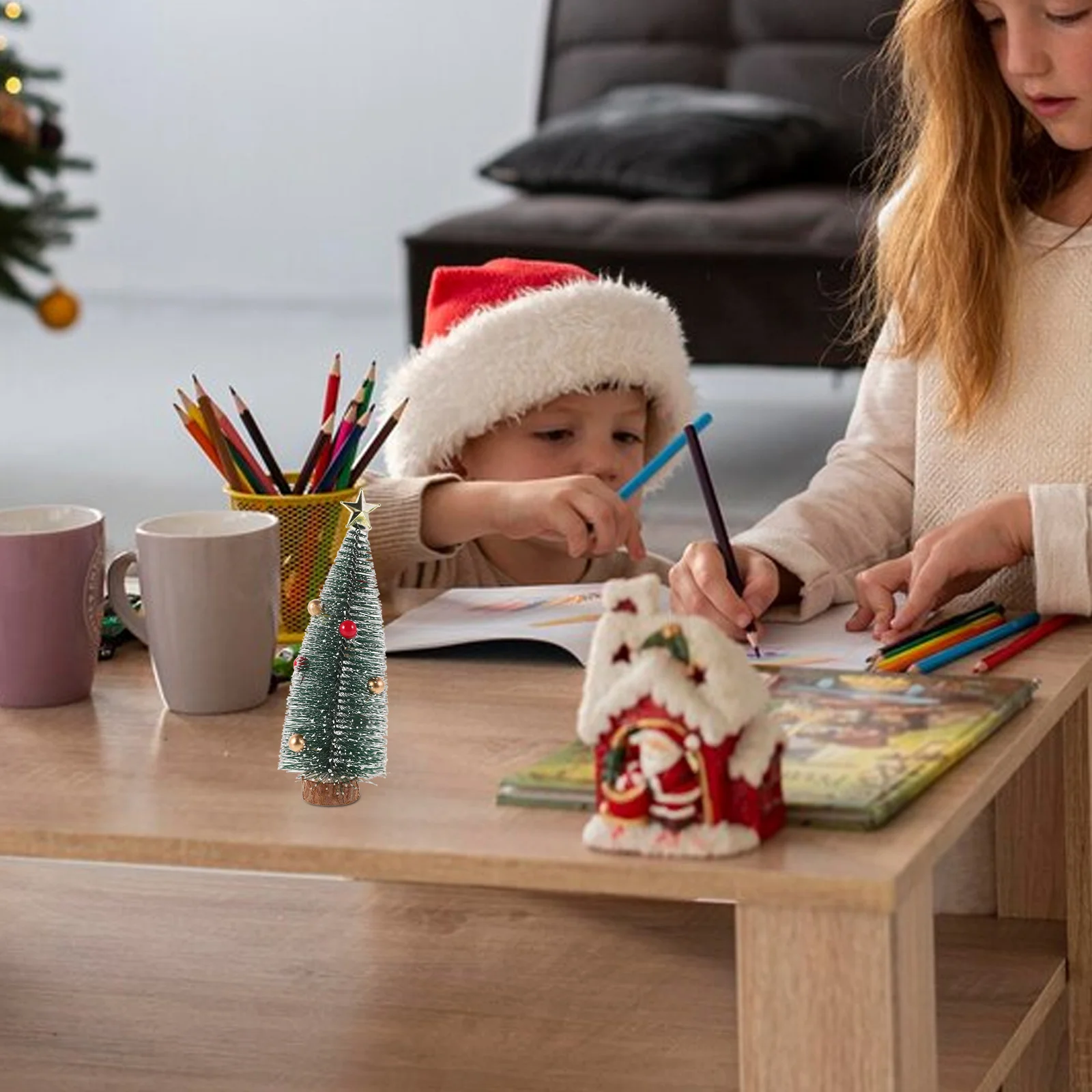 

Mini Sisal Snow Trees Small Christmas Tree Set Artificial Frosted Bottle Brush Xmas Decor For Holiday Party Desktop