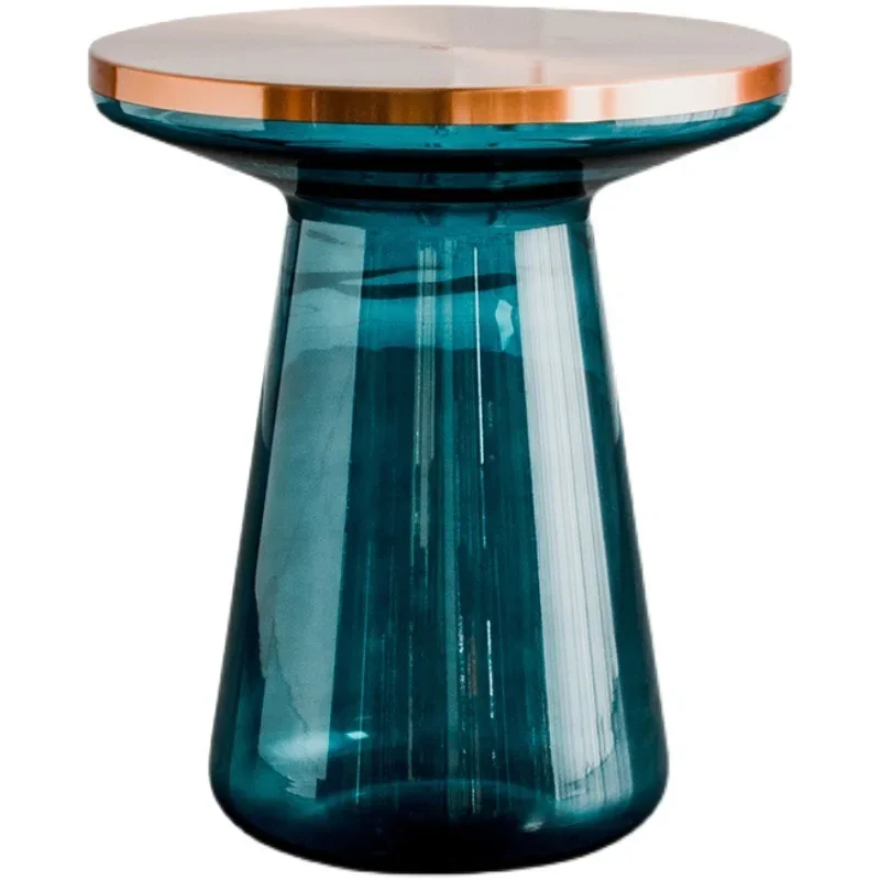 

round Glass Storage Tea Table Internet Celebrity Living Room Simple Corner Table Light Luxury Transparent Sofa Side Table