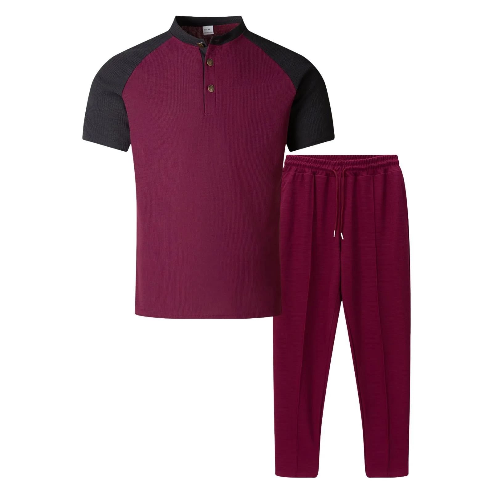 

Men Regular Fit Suits Mens Suit Color Block Casual Crew Neck Short Sleeve Mens Tshirt Trouser Set Men's Suit Jacket Big And Tall