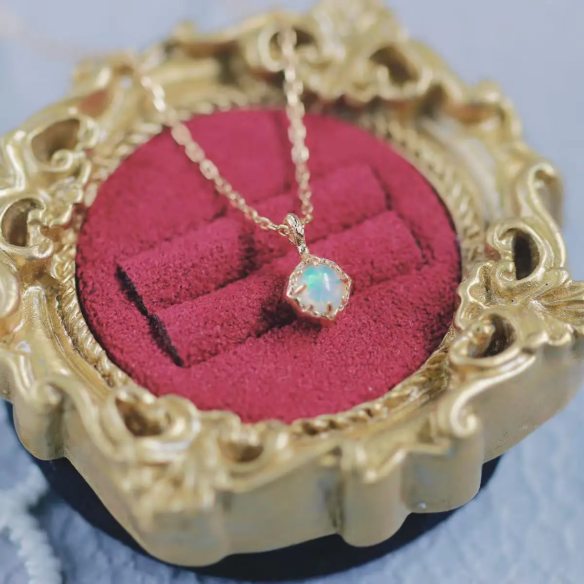Christmas Limited Edition New Double-Sided Natural Opal Necklace for Women 925 Sterling Silver Plated Zircon Collarbone Chain