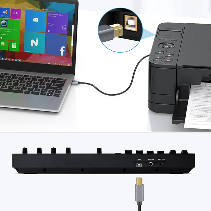 10M 5M 3M Kabel USB do drukarki USB typu B męski do męskiego USB2.0 do drukarki etykiet Canon Epson HP ZJiang Kabel USB 2.0 do drukarki — zdjęcie produktu 2