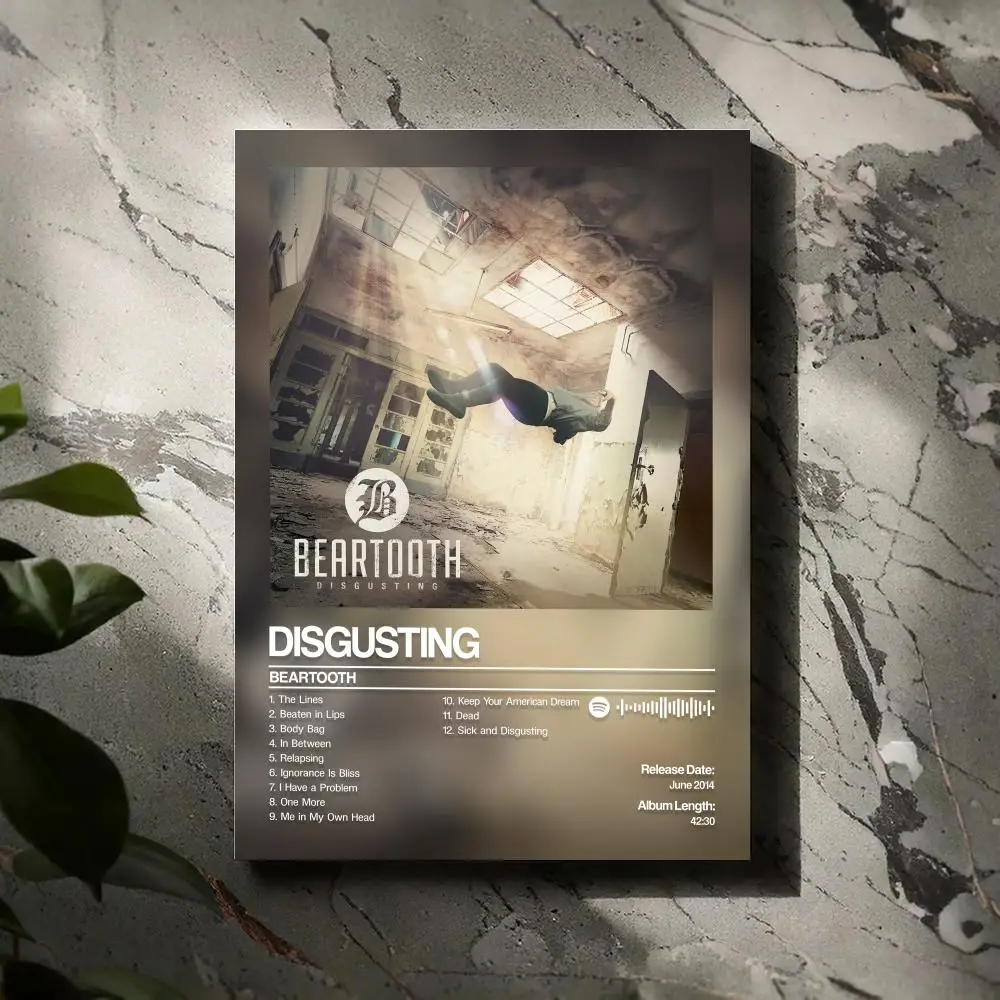 

Disgusting Beartooth Poster Prints Canvas Painting Wall Art Picture Living Room Home Decor Tracklist Music Album Cover