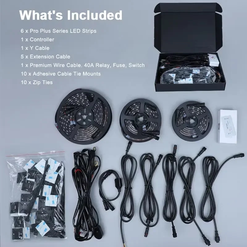 Pro Plus Underglow IP68 Waterproof RGBIC LED Car Under Glow 6 Pcs Chasing Underbody Light Kit for Cars