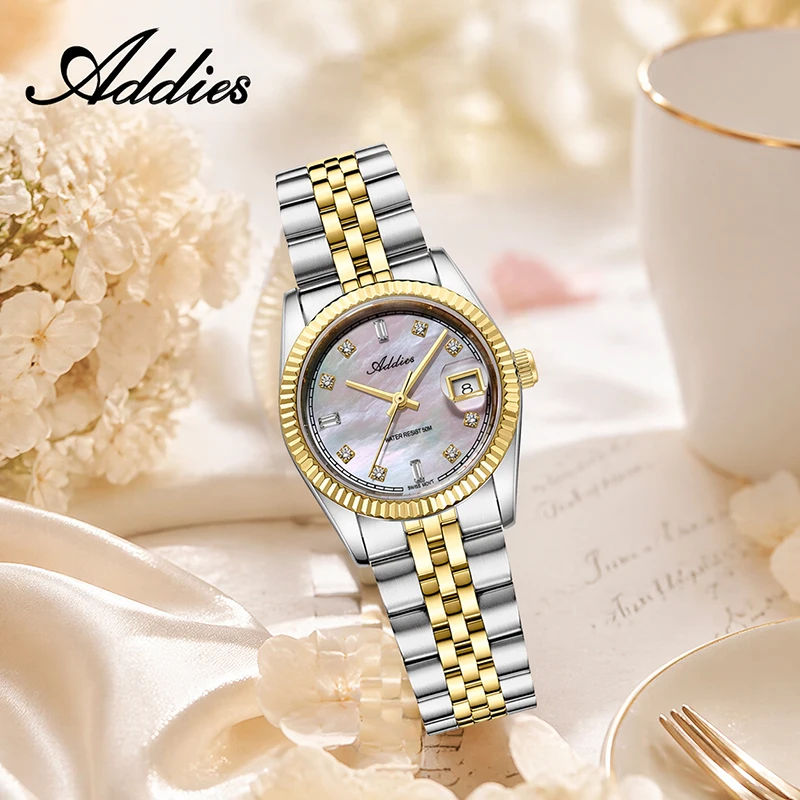 

Addies Watch for Women New Luxury 585 Quartz 316L Stainless Steel Outdoor Sport 5Bar Waterproof Fashion Women's Wristwatch 28mm
