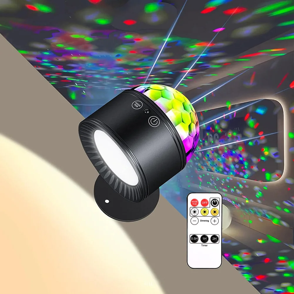 

USB Disco Ball Light RGB DJ сценическая лампа проектор вращающийся светильник для вечеринок с дистанционным управлением магнитное настенное бра для домашнего декора