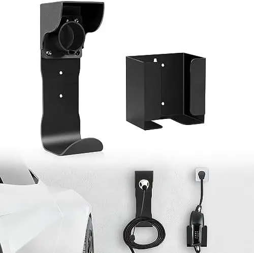 

Varcozy EV Charger Holder Set – Wall-Mount J-Hook for J1772 Connector – Indoor/Outdoor Cable Management
