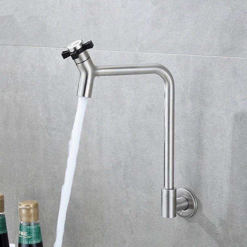 Kitchen Faucet Wall Mounted Sink Tap Rotatable Cold Water Kitchen Faucet Single Lever Household Bathroom Wash Basin Faucet