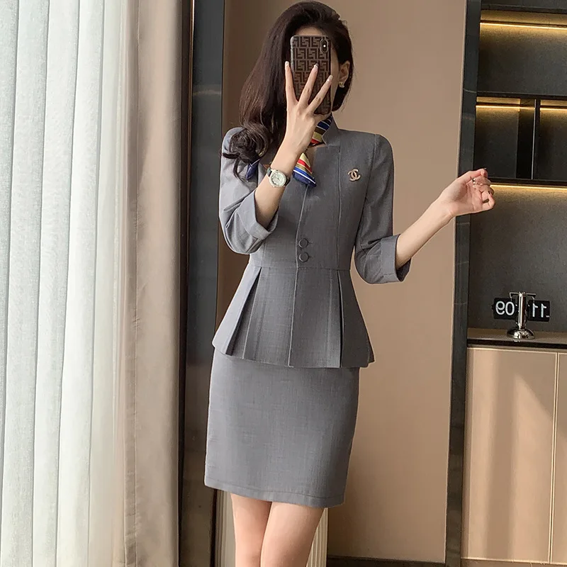 Jewelry Front Desk Business Wear Formal Wear Spring and Summer Half Sleeve Two-Piece Set Socialite Temperament Sales Department