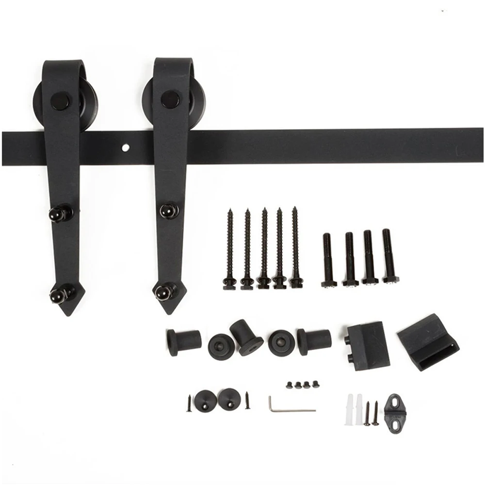 

Black Aluminium Frame Solid Wood Sliding Door Barn Door and Hardware Kit for House
