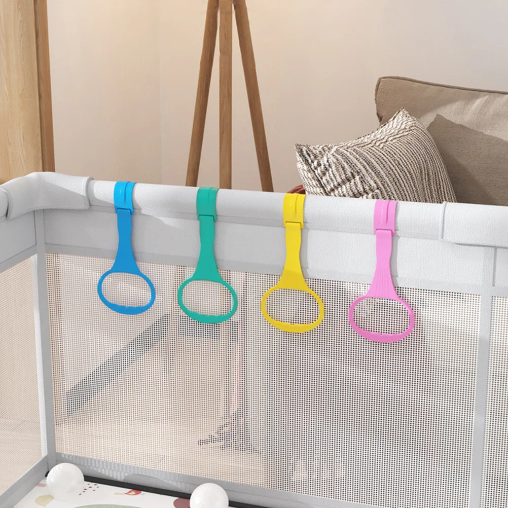 8 Pcs Baby Crib Pull Rings Nursery Cot Bracket Grab Hanging Walking Assistant Plastic Infant Bed Accessory