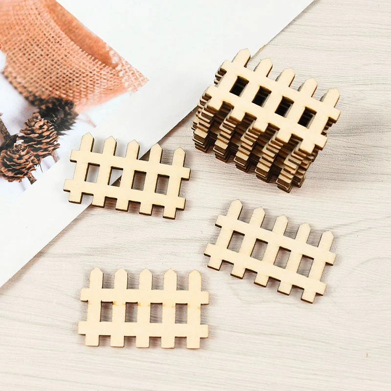 20pcs Mini Wooden Fence Fairy Garden DIY Miniature Wood Barrier Dollhouse Showcase Handmade Craft Home Mini Fence Gifts Supplies