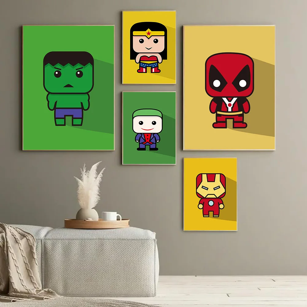 

MINISO Marvel Kids Painting Spider-Man Iron Man Hulk Home Living Room Bedroom Decorative Poster Wall Canvas Painting HD Printing