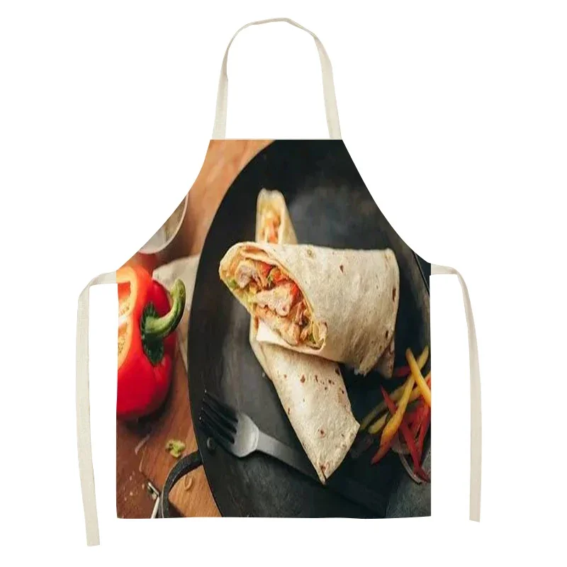 Picture 6: Cooking Baking Chef Apron Seductive pizza burger Gourmet Pattern Kitchen Sleeveless apron Linen household cleaning tools