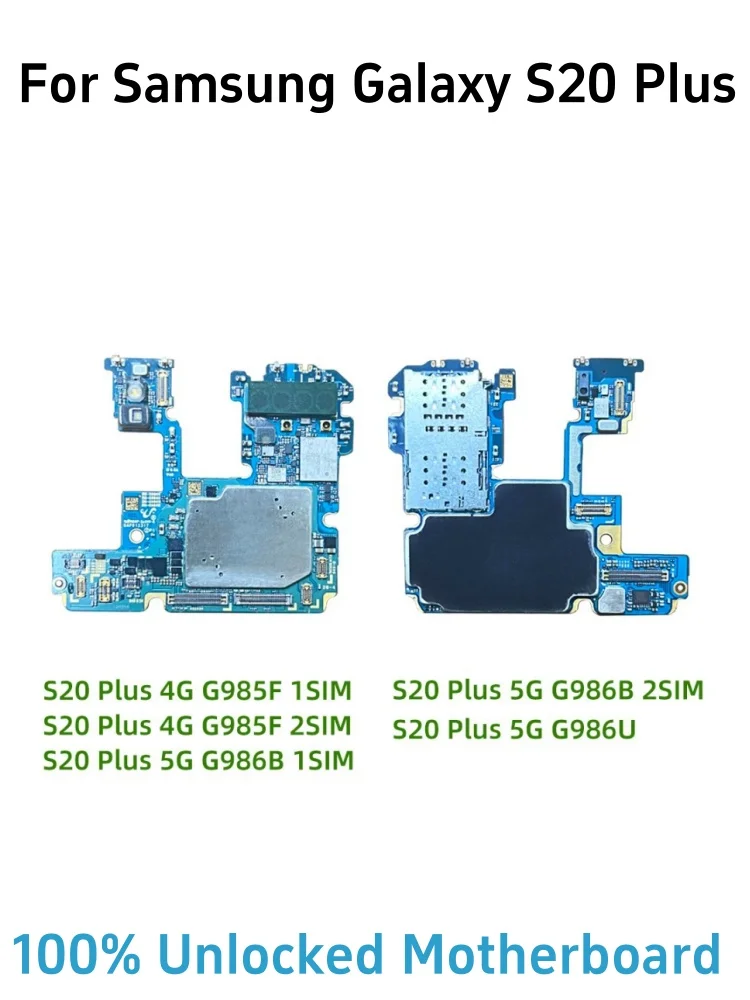 100% Unlocked Motherboard for Samsung Galaxy S20 G980F G981B S20 Ultra G988U G988B S20 Plus 5G G986B G986U Logic Board mainboard